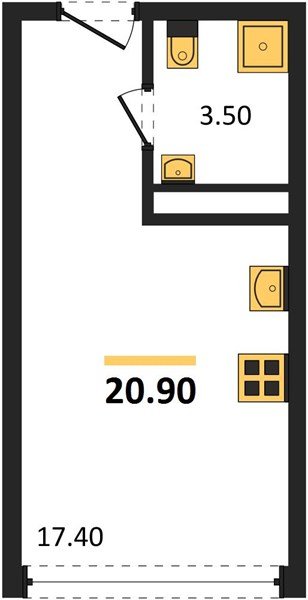 Фото №1: Студия 20&nbsp;м², 13/16&nbsp;эт. - Краснодар, Прикубанский внутригородской округ, мкр. Догма Парк