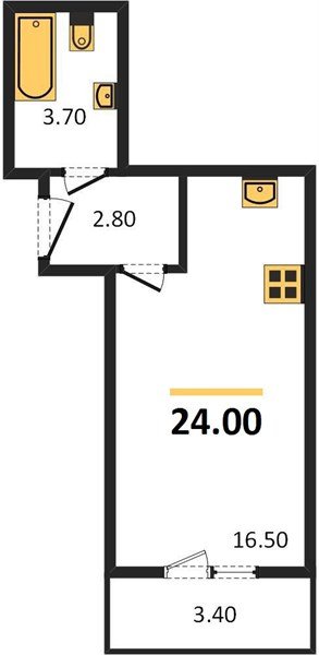 Фото №1: Студия 24&nbsp;м², 3/5&nbsp;эт. - Новая Адыгея, мкр. жилой комплекс Дарград