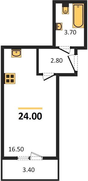 Фото №1: Студия 24&nbsp;м², 4/5&nbsp;эт. - Яблоновский, мкр. ЖК Дарград, ул. Тургеневское Шоссе, 33/4к47