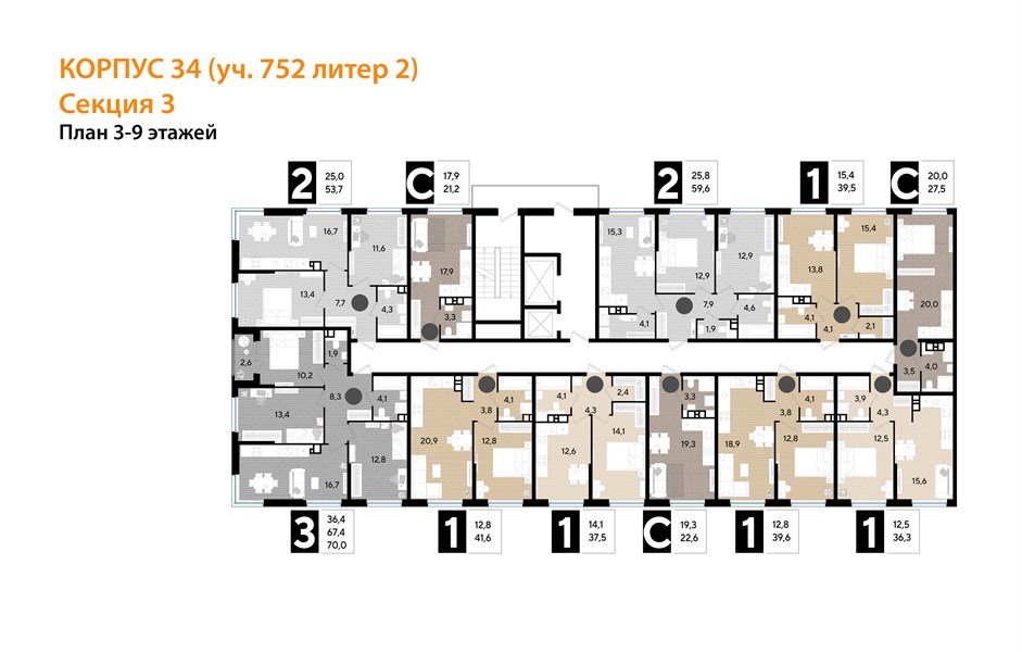 Фото №8: Студия 22&nbsp;м², 5/16&nbsp;эт. - Краснодар, Прикубанский внутригородской округ, мкр. Догма Парк, ул. Марины Цветаевой, 34