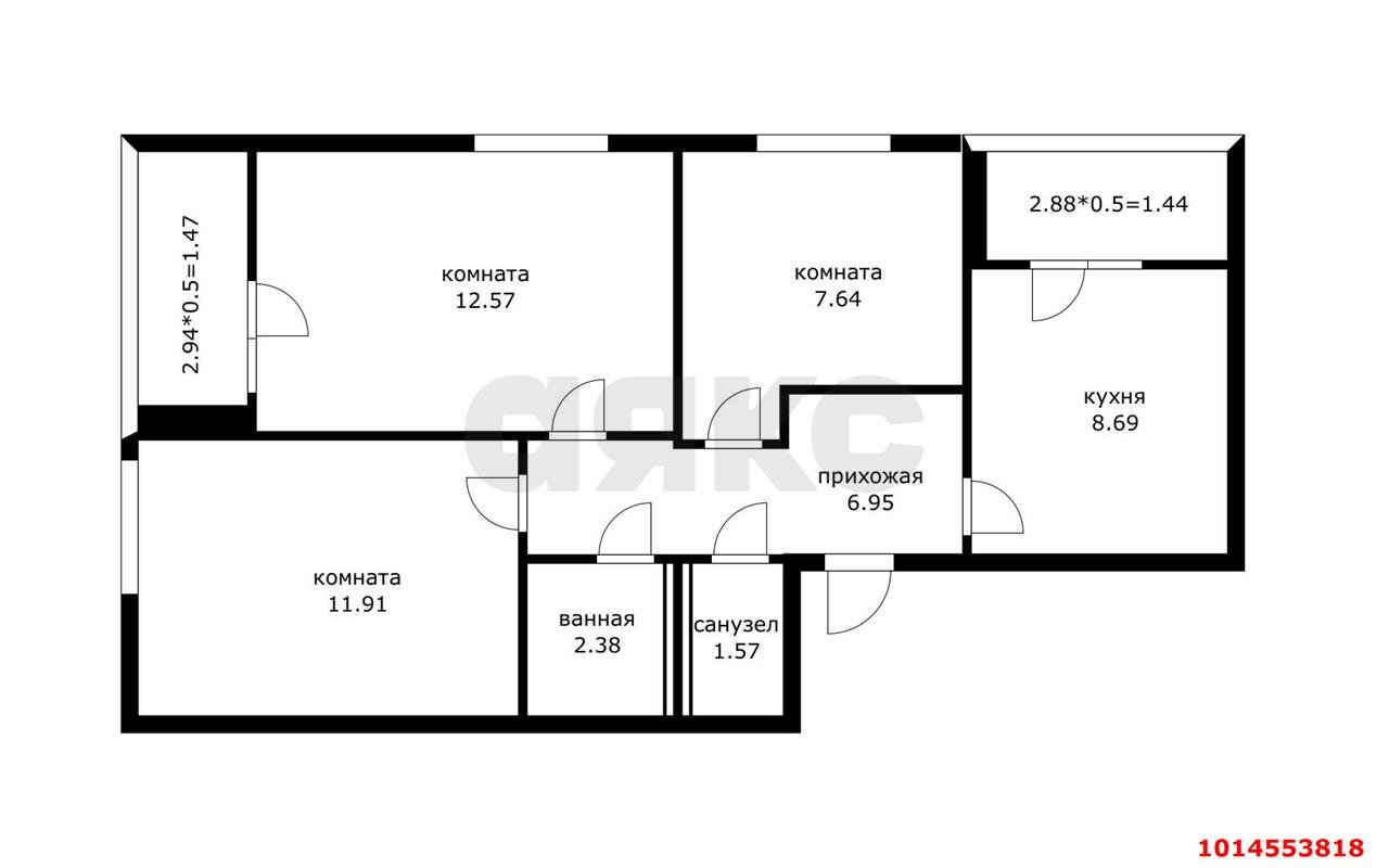 Фото №6: 3-комнатная квартира 68&nbsp;м², 2/4&nbsp;эт. - Адыгейск, мкр. ЖК Парковый, пр-кт Ленина, 21/7