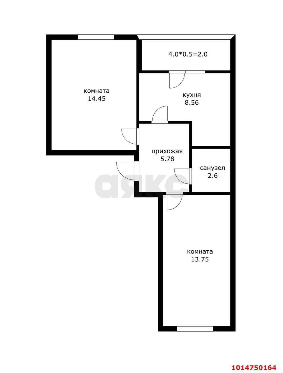 Фото №5: 2-комнатная квартира 47&nbsp;м², 3/4&nbsp;эт. - Адыгейск, мкр. ЖК Парковый, пр-кт Ленина, 21/7