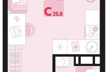 Фото №1: Студия 25 м², 9/18 эт. - Краснодар, мкр. ЖК Первое Место, ул. Виктора Казанцева, 1.3лит1