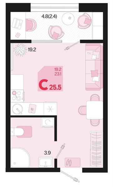 Фото №1: Студия 27&nbsp;м², 2/18&nbsp;эт. - Краснодар, Карасунский внутригородской округ, мкр. ЖК Первое Место, ул. Виктора Казанцева, 1.3лит1