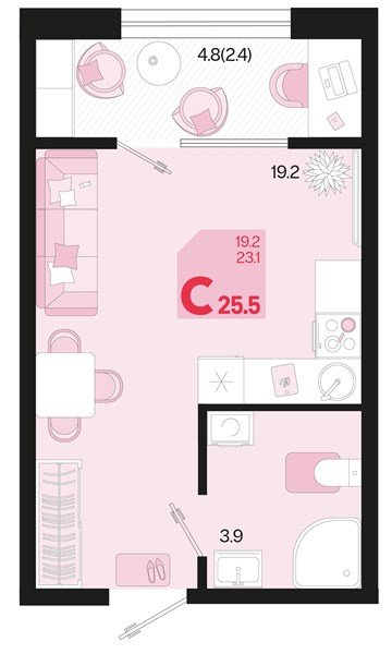 Фото №1: Студия 27&nbsp;м², 2/18&nbsp;эт. - Краснодар, Карасунский внутригородской округ, мкр. ЖК Первое Место, ул. Виктора Казанцева, 1.3лит1