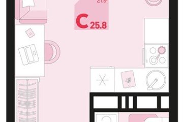 Фото №1: Студия 25 м², 9/18 эт. - Краснодар, мкр. ЖК Первое Место, ул. Виктора Казанцева, 1.2лит1