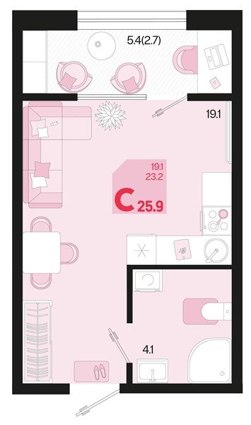 Фото №1: Студия 28&nbsp;м², 2/18&nbsp;эт. - Краснодар, Карасунский внутригородской округ, мкр. ЖК Первое Место