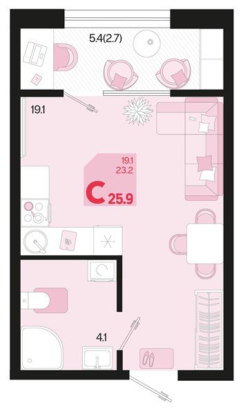 Фото №1: Студия 28&nbsp;м², 2/18&nbsp;эт. - Краснодар, Карасунский внутригородской округ, мкр. ЖК Первое Место