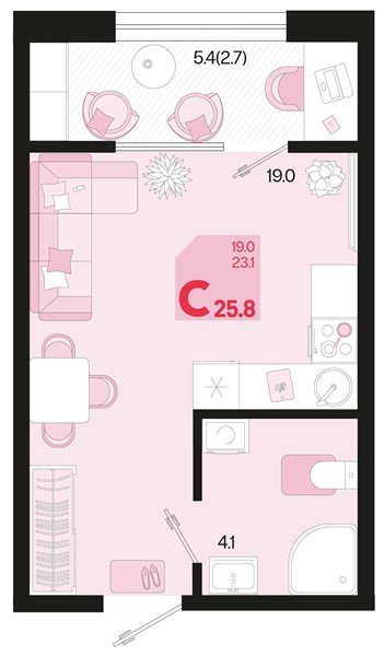 Фото №1: Студия 28&nbsp;м², 2/18&nbsp;эт. - Краснодар, Карасунский внутригородской округ, мкр. ЖК Первое Место
