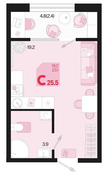 Фото №1: Студия 27&nbsp;м², 2/18&nbsp;эт. - Краснодар, Карасунский внутригородской округ, мкр. ЖК Первое Место