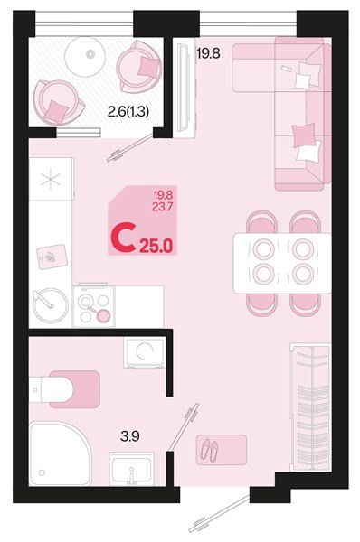 Фото №1: Студия 26&nbsp;м², 2/18&nbsp;эт. - Краснодар, Карасунский внутригородской округ, мкр. ЖК Первое Место