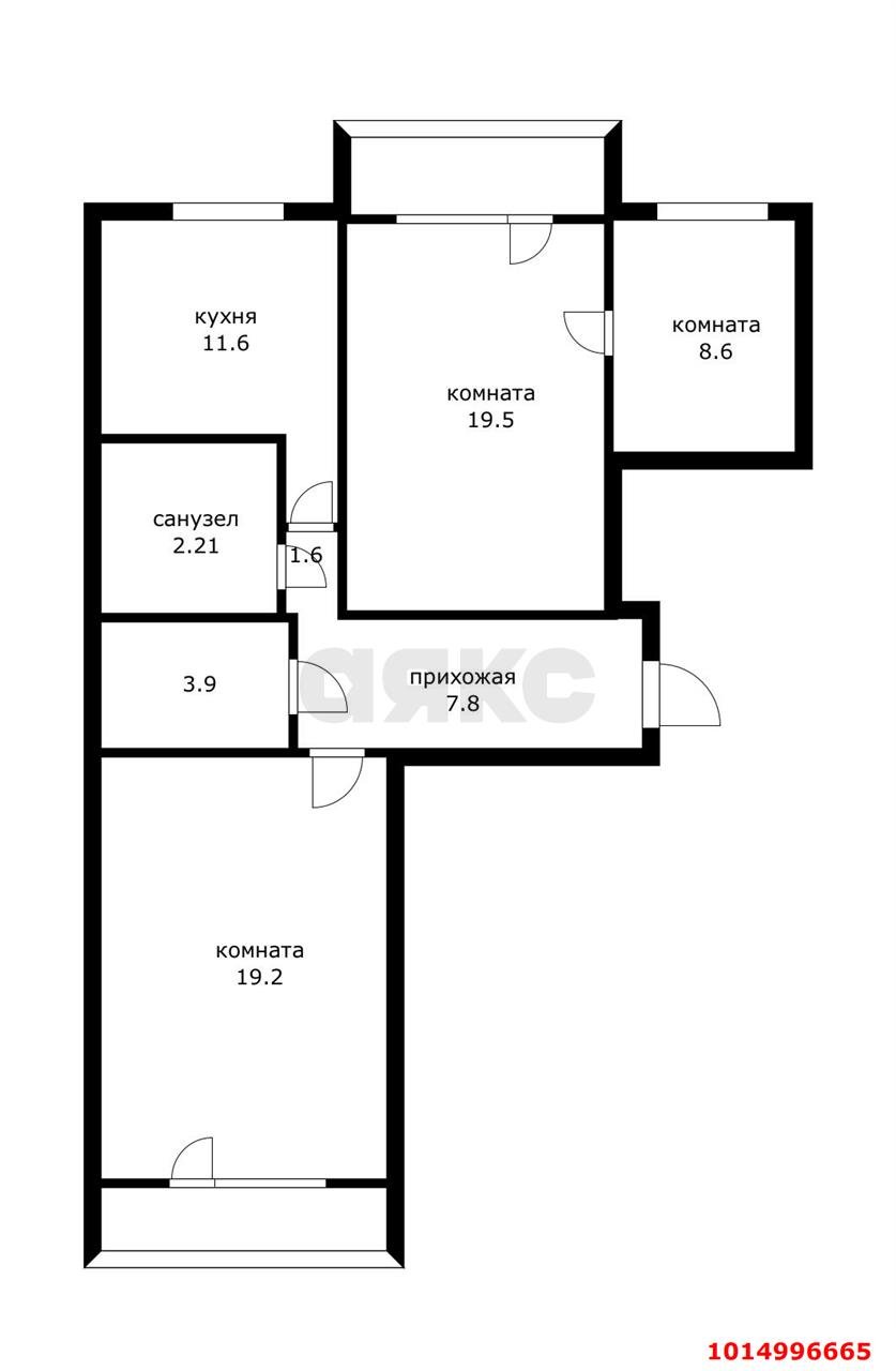 Фото №14: 3-комнатная квартира 82&nbsp;м², 9/10&nbsp;эт. - Краснодар, Прикубанский внутригородской округ, мкр. Краевая Клиническая Больница, ул. Черкасская, 43
