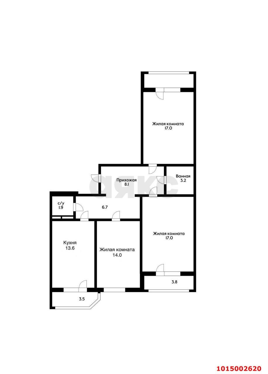 Фото №20: 3-комнатная квартира 80&nbsp;м², 5/16&nbsp;эт. - Краснодар, Прикубанский внутригородской округ, ЖК Кубанский, мкр. Завод Измерительных Приборов, ул. Зиповская, 48