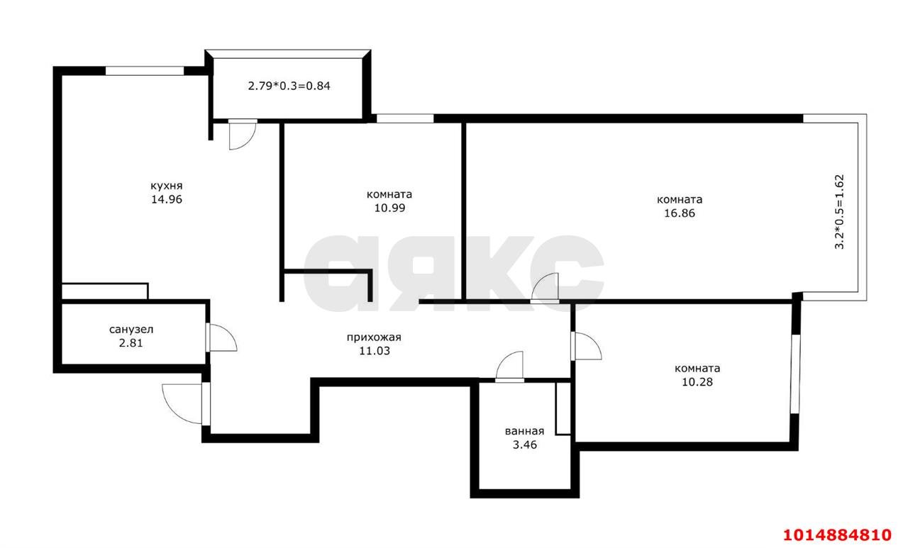 Фото №2: 3-комнатная квартира 74&nbsp;м², 1/7&nbsp;эт. - Краснодар, Прикубанский внутригородской округ, жилой комплекс Европа-Сити, мкр. жилой комплекс Европа Клубный Квартал 6, ул. Античная, 10