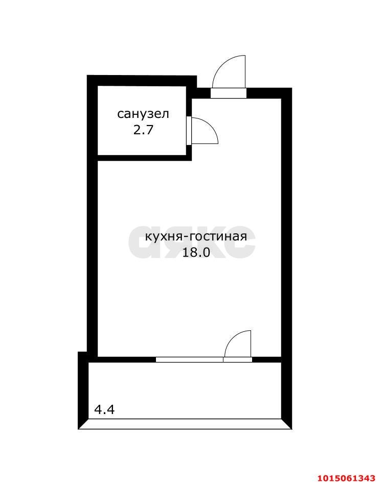 Фото №2: Студия 21&nbsp;м², 2/3&nbsp;эт. - Новая Адыгея, мкр. ЖК Виноградъ, ул. Бжегокайская, 19к2