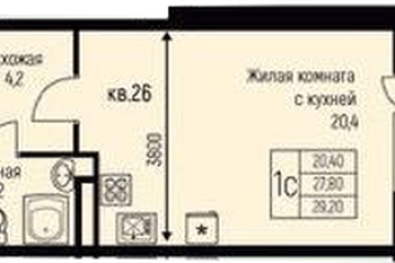 Фото №1: Студия 29 м², 2/3 эт. - Берёзовый, мкр. жилой комплекс Нова Вита, ул. имени А.Н. Лодыгина, 6к3