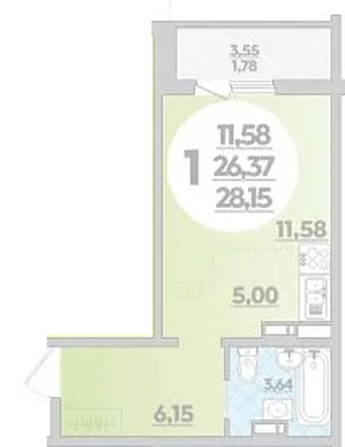 Фото №1: Студия 28&nbsp;м², 1/16&nbsp;эт. - Краснодар, Прикубанский внутригородской округ, Восточный, мкр. жилой комплекс Квартал № 6