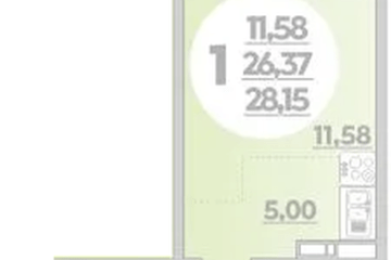 Фото №1: Студия 28 м², 14/16 эт. - Краснодар, мкр. жилой комплекс Квартал № 6,