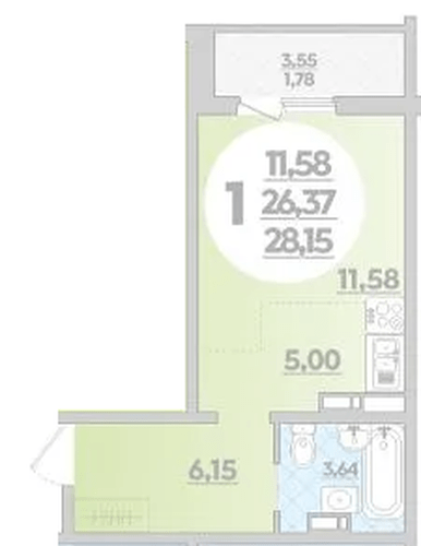 Фото №1: Студия 28&nbsp;м², 14/16&nbsp;эт. - Краснодар, Прикубанский внутригородской округ, Восточный, мкр. жилой комплекс Квартал № 6