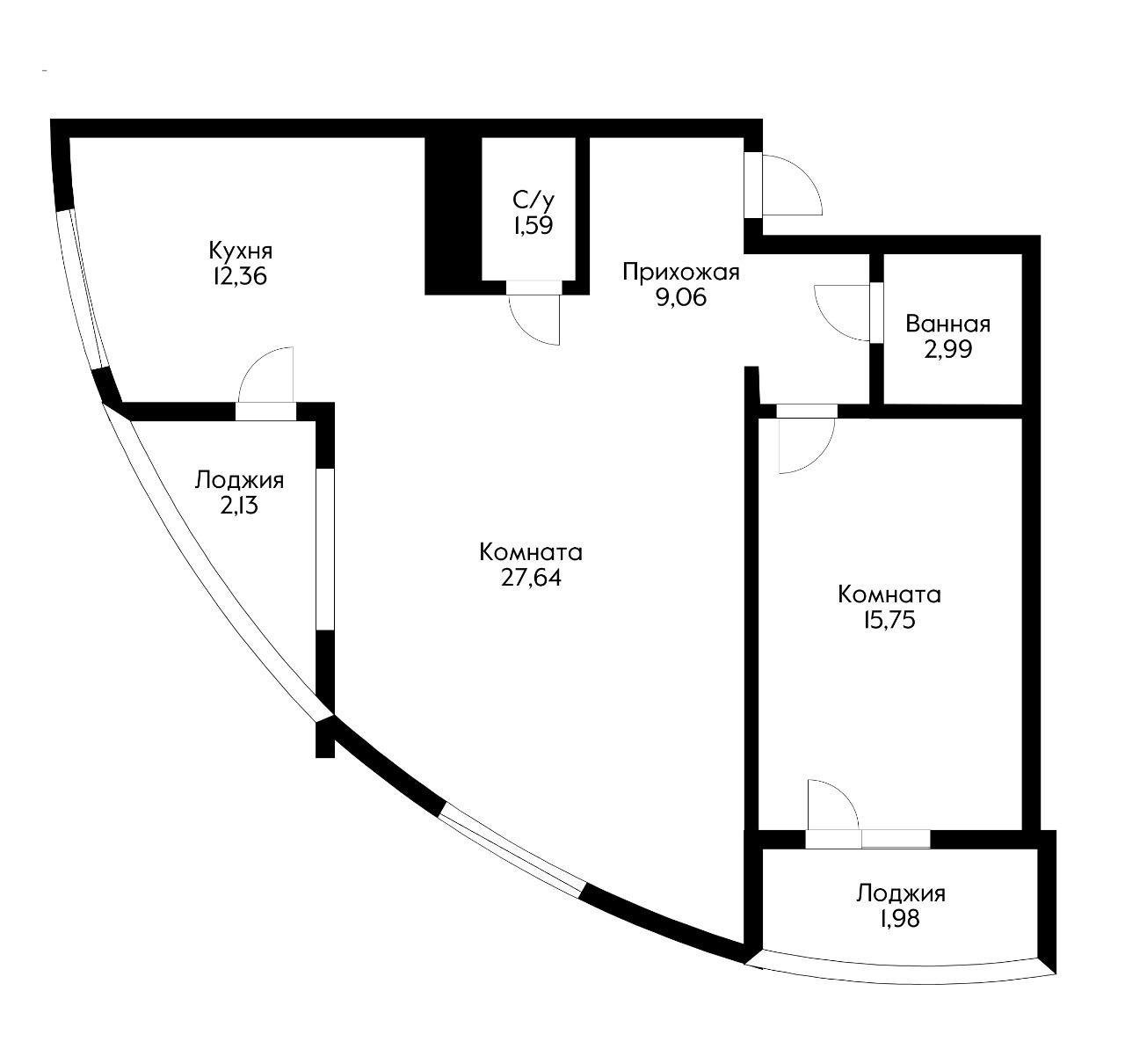 Фото №10: 2-комнатная квартира 74&nbsp;м², 21/24&nbsp;эт. - Краснодар, Карасунский внутригородской округ, Хлопчато-бумажный Комбинат, мкр. жилой комплекс Фамилия, ул. Старокубанская, 124