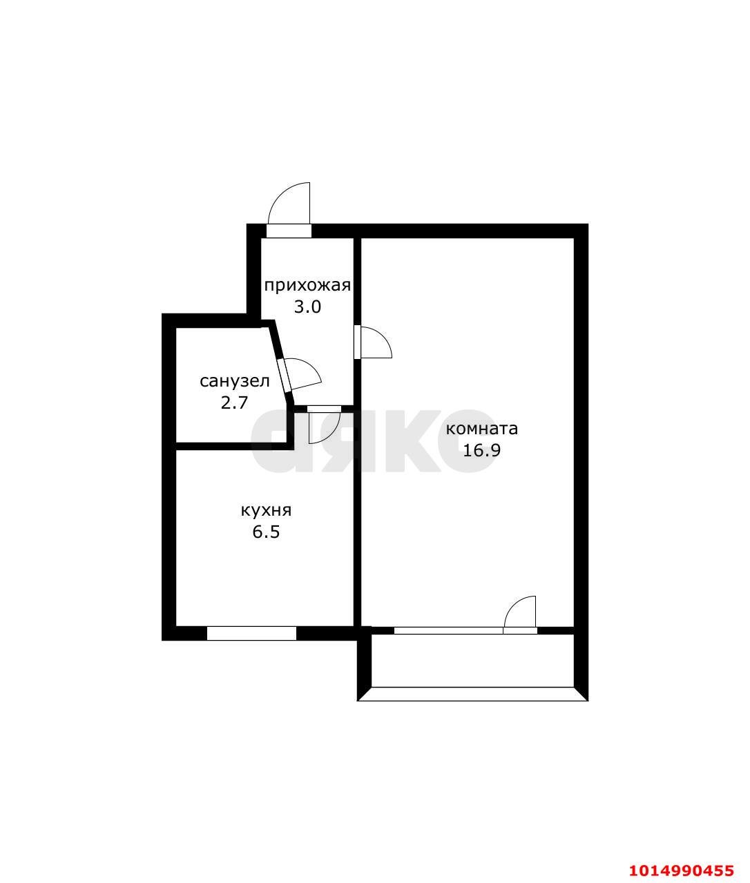 Фото №4: 1-комнатная квартира 33&nbsp;м², 3/5&nbsp;эт. - Краснодар, Прикубанский внутригородской округ, мкр. Фестивальный, ул. Воровского, 182