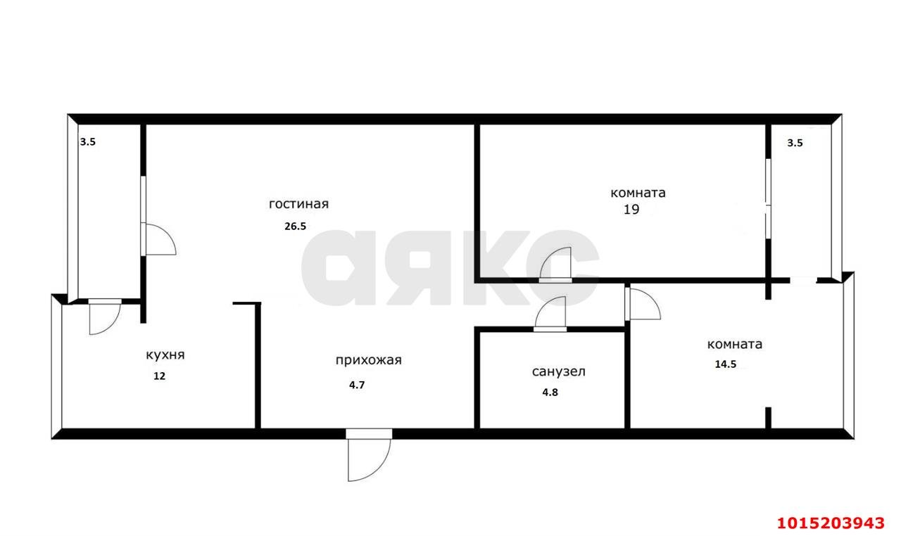 Фото №6: 2-комнатная квартира 91&nbsp;м², 4/6&nbsp;эт. - Краснодар, Прикубанский внутригородской округ, мкр. Музыкальный, ул. имени Сергея Есенина, 84