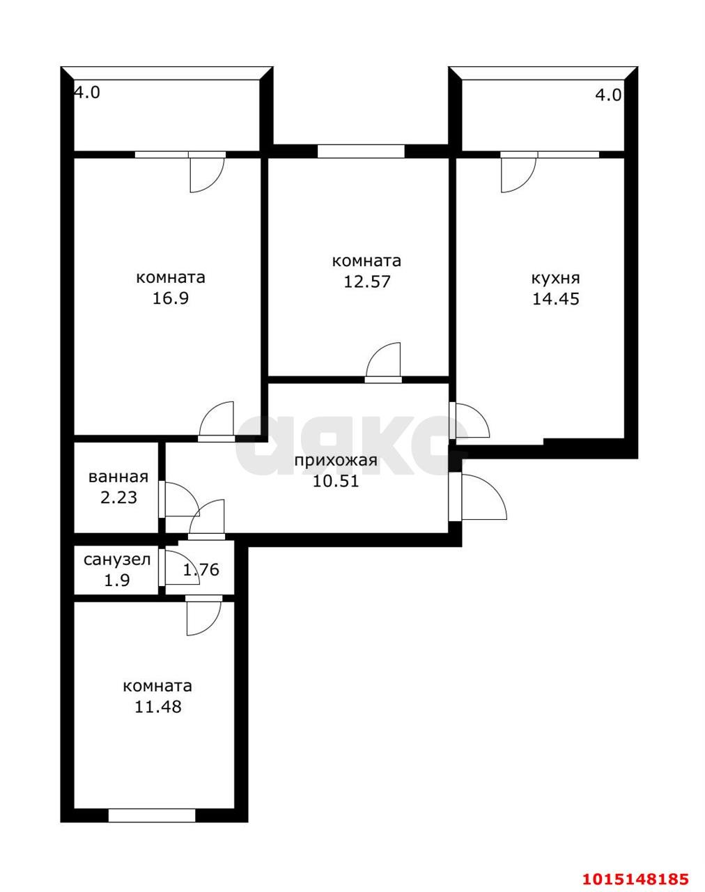 Фото №17: 3-комнатная квартира 78&nbsp;м², 1/10&nbsp;эт. - Краснодар, Прикубанский внутригородской округ, мкр. Славянский, ул. Красных Партизан, 79