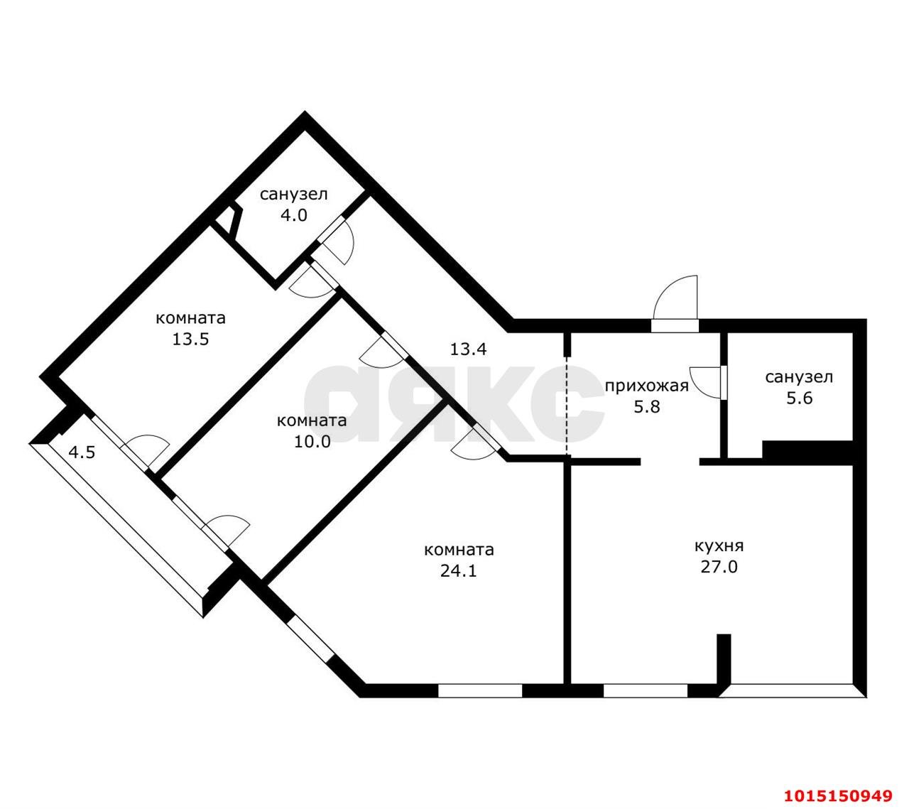 Фото №5: 3-комнатная квартира 114&nbsp;м², 2/9&nbsp;эт. - Краснодар, Карасунский внутригородской округ, Черёмушки, мкр. ЖК Зелёный Квартал, ул. Селезнёва, 4/10