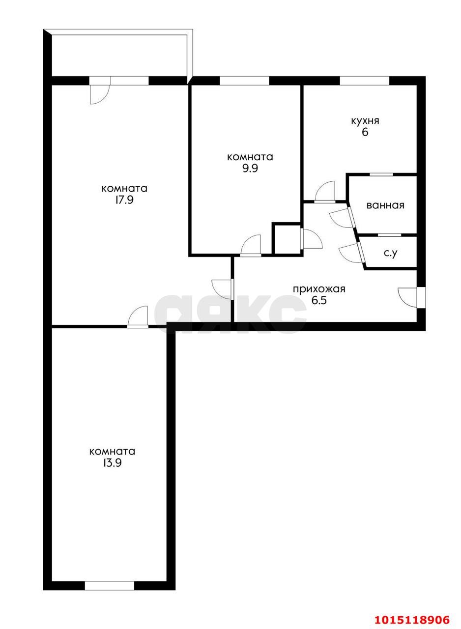 Фото №8: 3-комнатная квартира 60&nbsp;м², 2/5&nbsp;эт. - Краснодар, Западный внутригородской округ, мкр. Фестивальный, ул. имени Дзержинского, 105