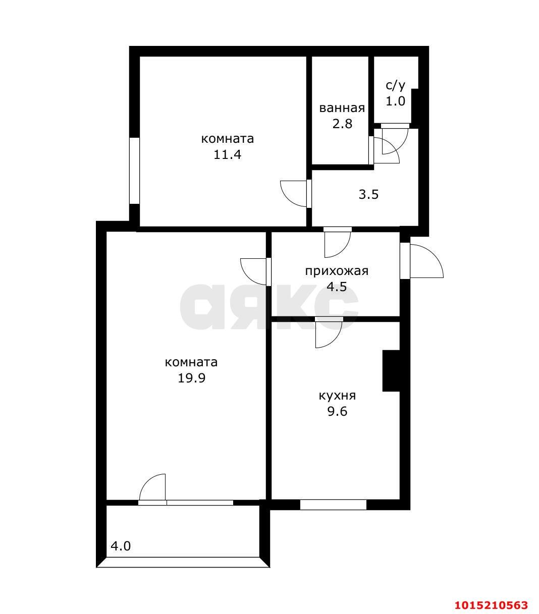 Фото №12: 2-комнатная квартира 56&nbsp;м², 2/12&nbsp;эт. - Краснодар, Карасунский внутригородской округ, мкр. Комсомольский, ул. Уральская, 148