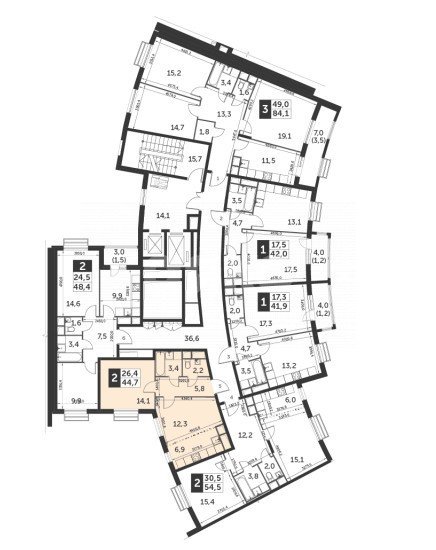 Фото №7: 2-комнатная квартира 45&nbsp;м², 6/10&nbsp;эт. - Развилка, мкр. жилой комплекс Римский, пр-д Римский, 13