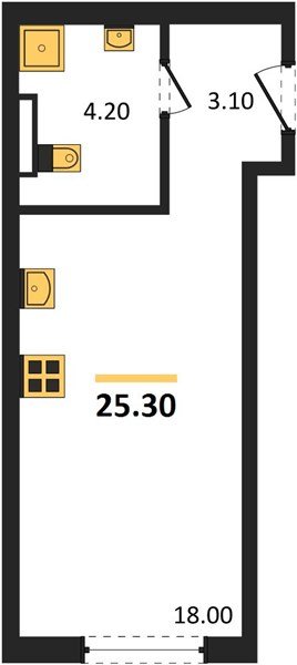 Фото №1: Студия 25&nbsp;м², 2/18&nbsp;эт. - Краснодар, Прикубанский внутригородской округ, мкр. квартал Самолёт 7