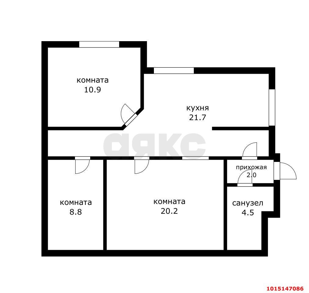 Фото №1: 3-комнатная квартира 68&nbsp;м², 1/2&nbsp;эт. - Яблоновский, ул. Железнодорожная, 17/1