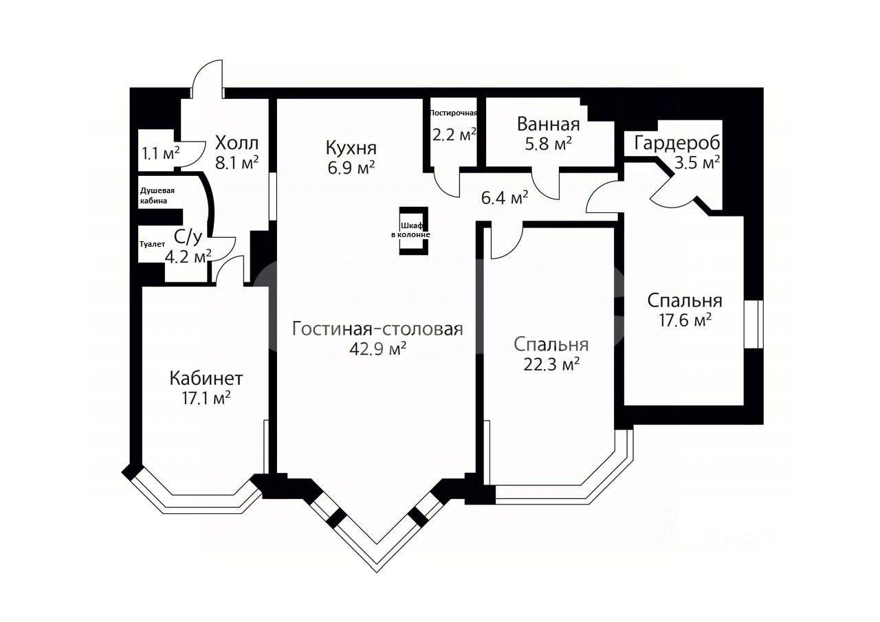 Фото №19: 4-комнатная квартира 138&nbsp;м², 15/25&nbsp;эт. - Москва, Центральный административный округ, р. Пресненский, ул. Зоологическая, 22