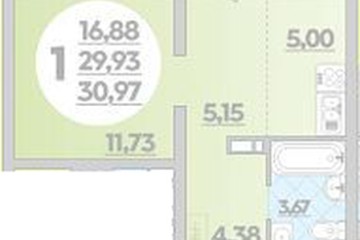 Фото №1: Студия 30 м², 4/12 эт. - Майкоп, ул. Михайлова, 7