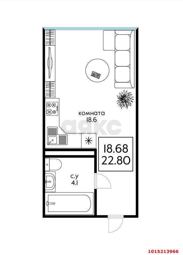Фото №8: Студия 23&nbsp;м², 16/24&nbsp;эт. - Краснодар, Центральный внутригородской округ, мкр. Черёмушки, ул. Обрывная, 132/1