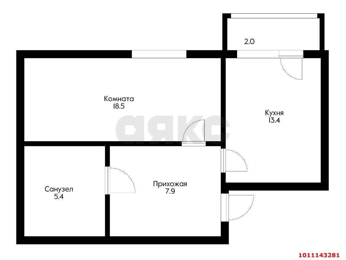 Фото №2: 1-комнатная квартира 47 м² - Яблоновский, ул. Новороссийская, 6