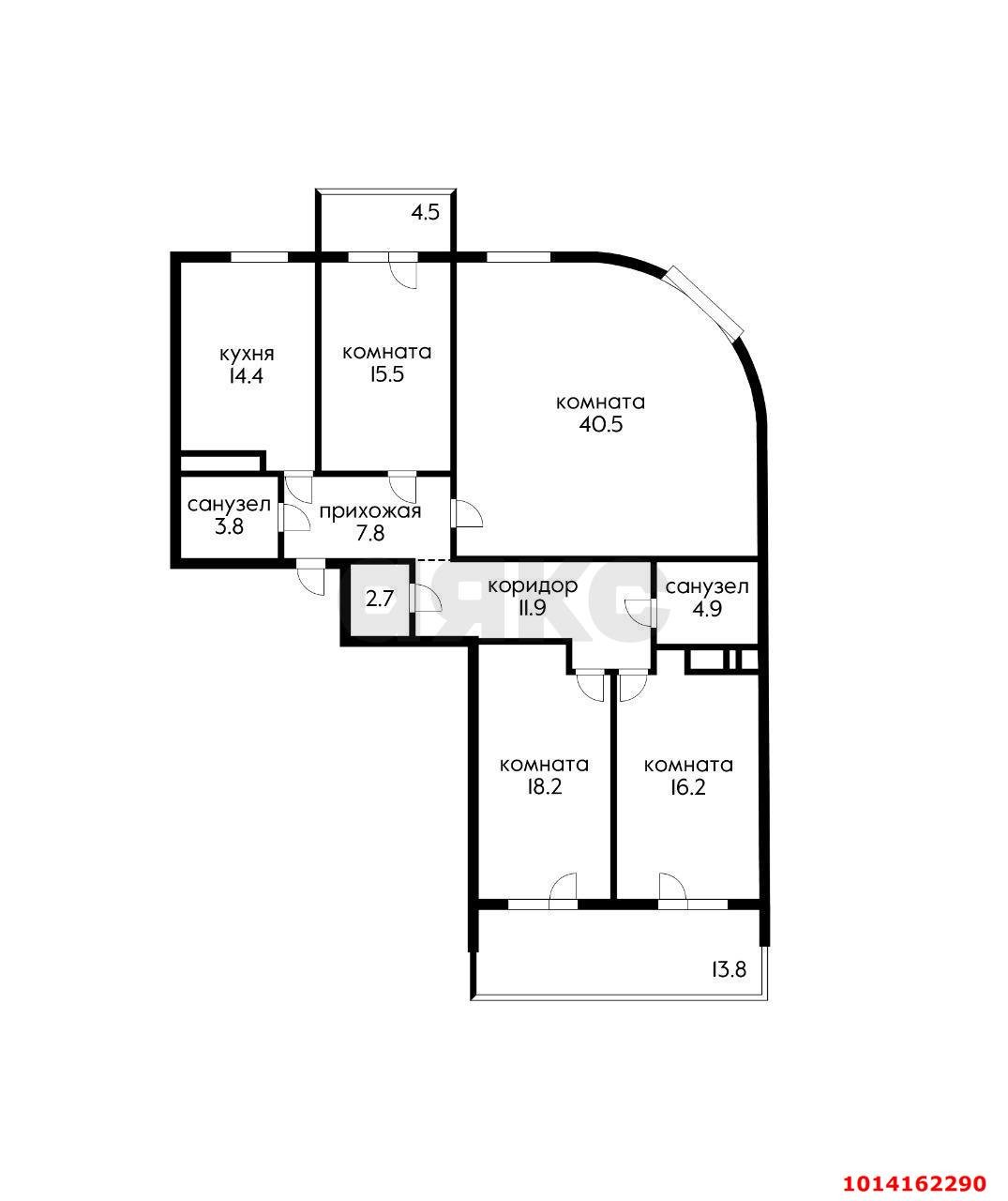 Фото №4: 4-комнатная квартира 154&nbsp;м², 20/22&nbsp;эт. - Краснодар, Карасунский внутригородской округ, мкр. Хлопчато-бумажный Комбинат, ул. Уральская, 75А