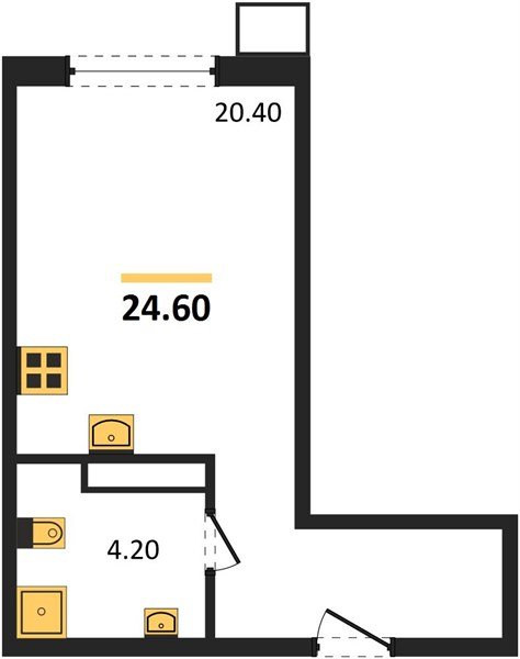 Фото №1: Студия 24&nbsp;м², 18/18&nbsp;эт. - Краснодар, Прикубанский внутригородской округ, мкр. Парк Победы