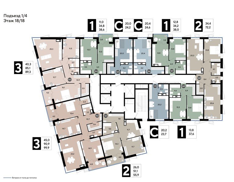 Фото №9: Студия 24&nbsp;м², 18/18&nbsp;эт. - Краснодар, Прикубанский внутригородской округ, мкр. Парк Победы