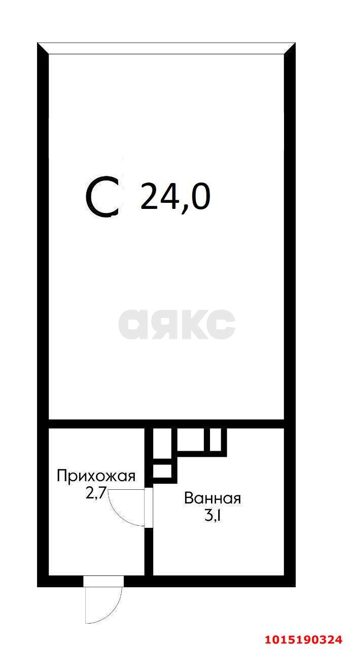 Фото №9: Студия 24&nbsp;м², 7/19&nbsp;эт. - Краснодар, Прикубанский внутригородской округ, Калинино, Завод Радиоизмерительных Приборов, мкр. ЖК Акварели-2, ул. Тепличная, 62/1к3