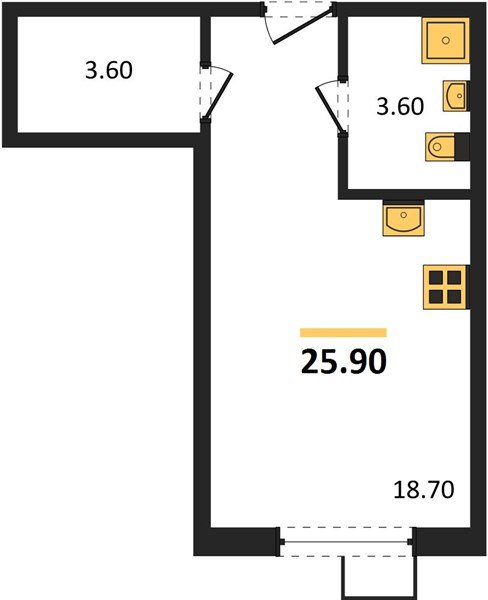 Фото №1: Студия 25&nbsp;м², 2/9&nbsp;эт. - Краснодар, Прикубанский внутригородской округ, мкр. Парк Победы
