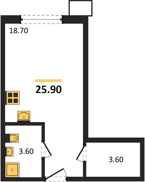 Фото №1: Студия 25&nbsp;м², 2/16&nbsp;эт. - Краснодар, Прикубанский внутригородской округ, мкр. Парк Победы