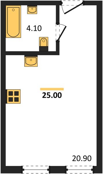 Фото №1: Студия 25&nbsp;м², 2/16&nbsp;эт. - Краснодар, Прикубанский внутригородской округ, мкр. Догма Парк, ул. Марины Цветаевой, 36