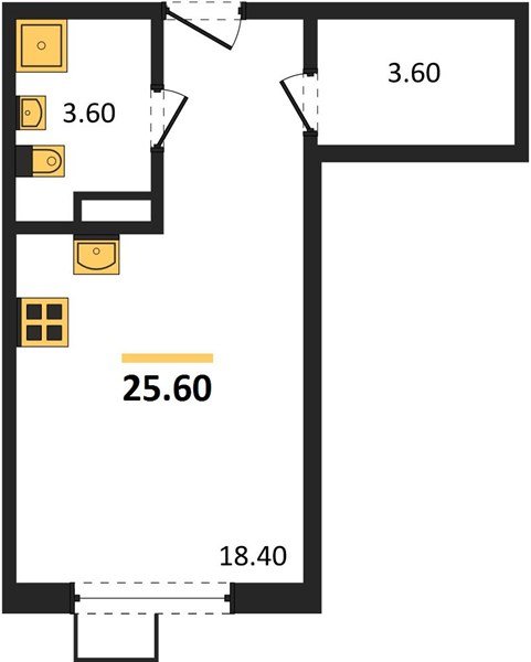 Фото №1: Студия 25&nbsp;м², 9/9&nbsp;эт. - Краснодар, Прикубанский внутригородской округ, мкр. Парк Победы