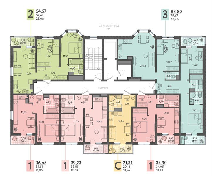 Фото №8: Студия 21&nbsp;м², 4/18&nbsp;эт. - Краснодар, Прикубанский внутригородской округ, мкр. ЖК Тёплые Края, ул. имени Леона Орбели, 9