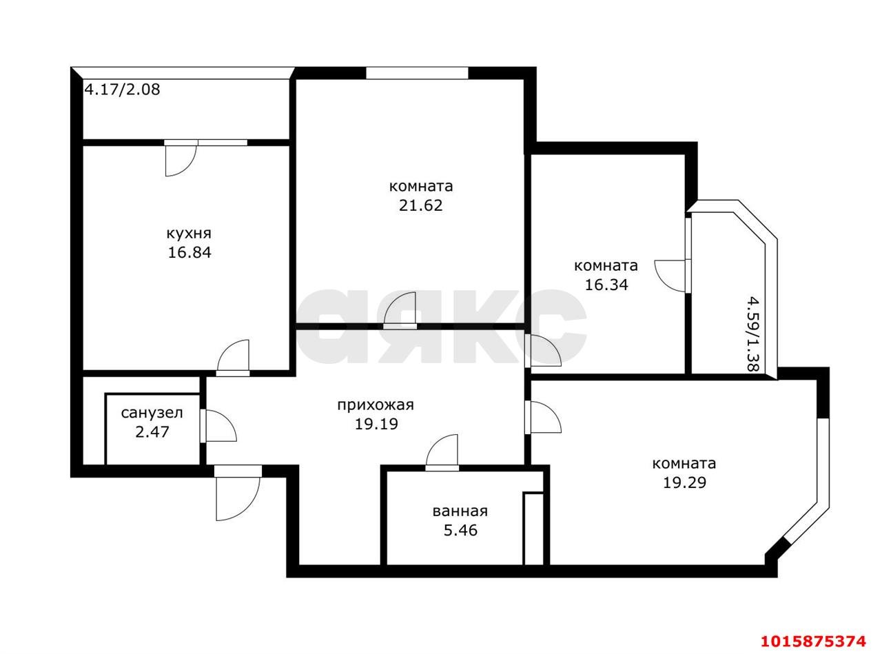 Фото №3: 3-комнатная квартира 110&nbsp;м², 13/19&nbsp;эт. - Краснодар, Западный внутригородской округ, мкр. Фестивальный, ул. Морская, 45