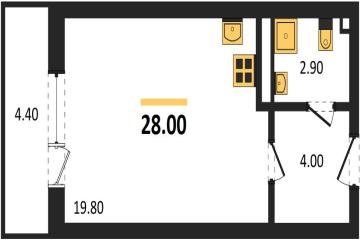 Фото №1: Студия 28 м², 3/3 эт. - Берёзовый, мкр. жилой комплекс Нова Вита, ул. имени А.Н. Лодыгина, 6к2/1