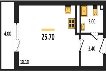 Фото №1: Студия 25 м², 3/3 эт. - Берёзовый, мкр. жилой комплекс Нова Вита, ул. имени А.Н. Лодыгина, 6к2/1