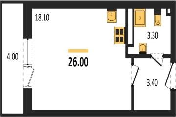Фото №1: Студия 26 м², 2/3 эт. - Берёзовый, мкр. жилой комплекс Нова Вита, ул. имени А.Н. Лодыгина, 6к2/1